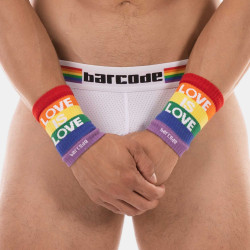 Barcode Berlin Lot de 2 Bandeaux de poignets Love is Love Rainbow